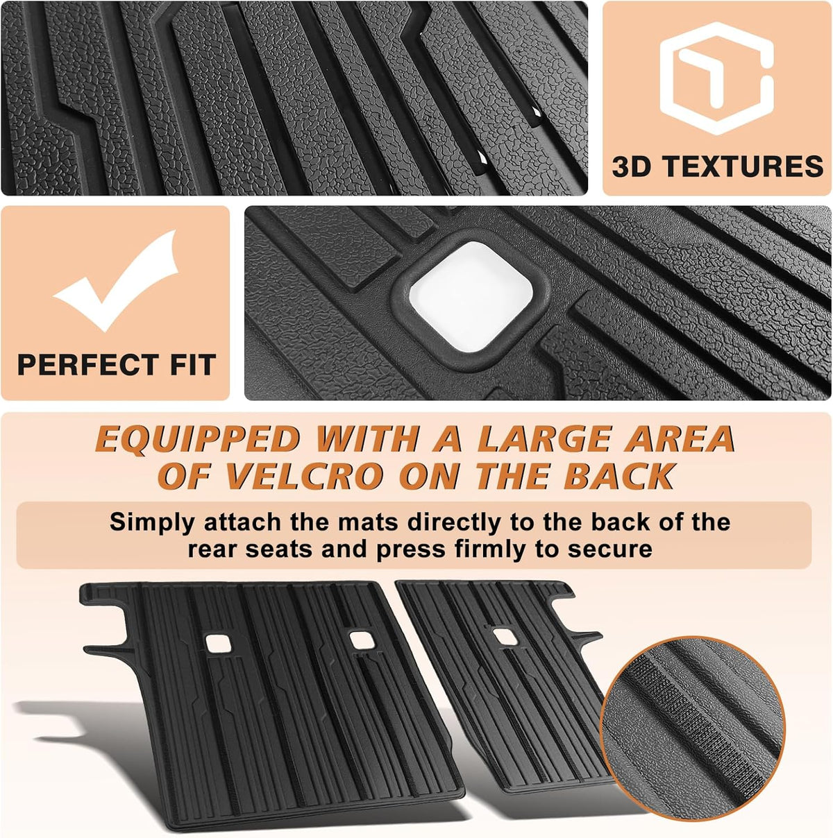 TripleAliners Backrest Mats All Weather Liners Compatible with 2025 Nissan Kicks Interior Accessories TPE Second Row Seats Back Cover Custom Fit Protection Car Liner