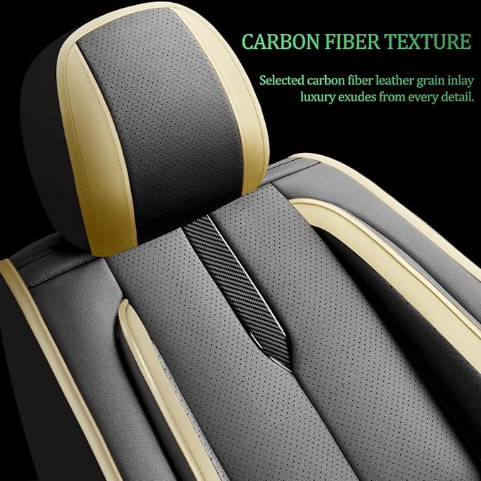 Fit Sonata Car Seat Covers for Hyundai Sonata 2004-2024 2025 2026 -Upgraded Premium Waterproof & Breathable Leather,Airbag Compatible,All-Weather Seat Cushion Protector,Full Set,Black-Beige