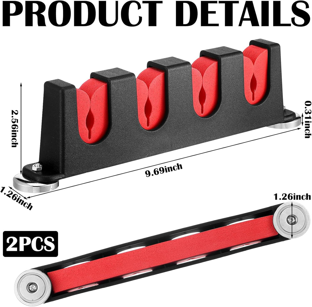 2 Pcs Magnetic Fishing Rod Holder for Car Fishing Pole Rack Vertical Rod Storage Holders for Truck Bed Boat Wall Garage Door