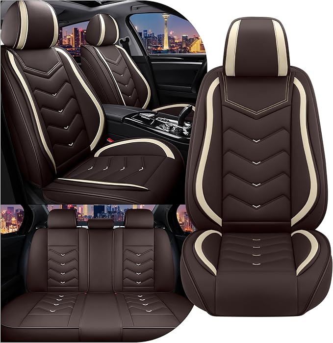 CTDS Car Seat Covers for Honda HR-V 2016-2026, Stylish Sport Seat Cover, Premium Nappa Leather Car Seat Cover. Automobile Seat Covers Sets.(Standard 5 Seats/Coffee Color)