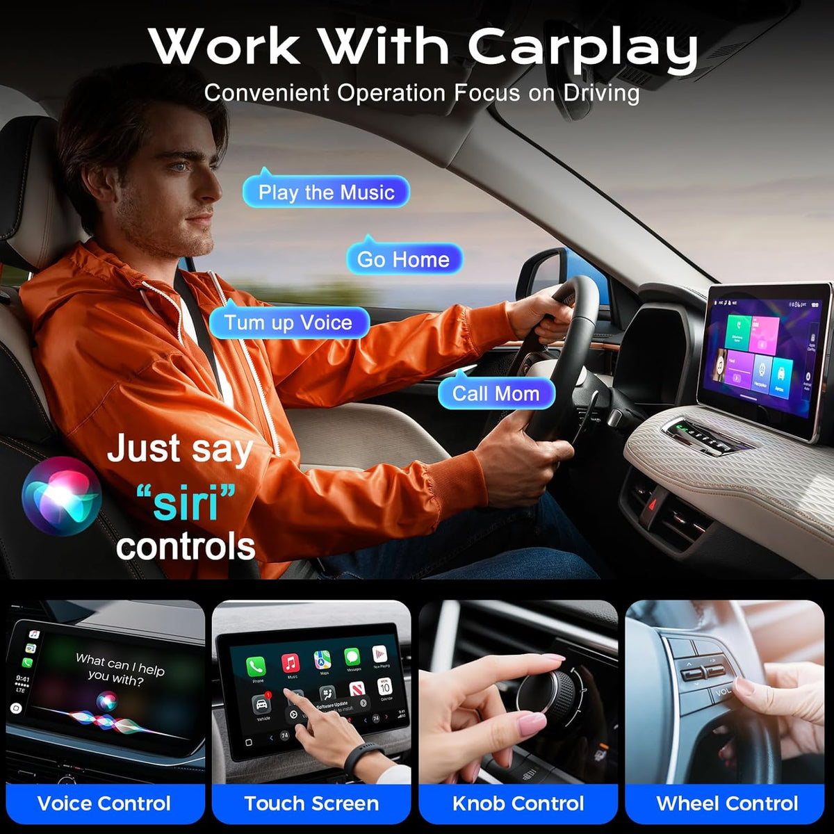 CarPlay Wireless Adapter for iPhone & Android Auto,Plug and Play Mini Size 2 in 1 Apple Wireless CarPlay Adapter,Easy Setup Fit Android & iOS 10+,Extension Cable USB & USB-A/Type-C,Stable Control