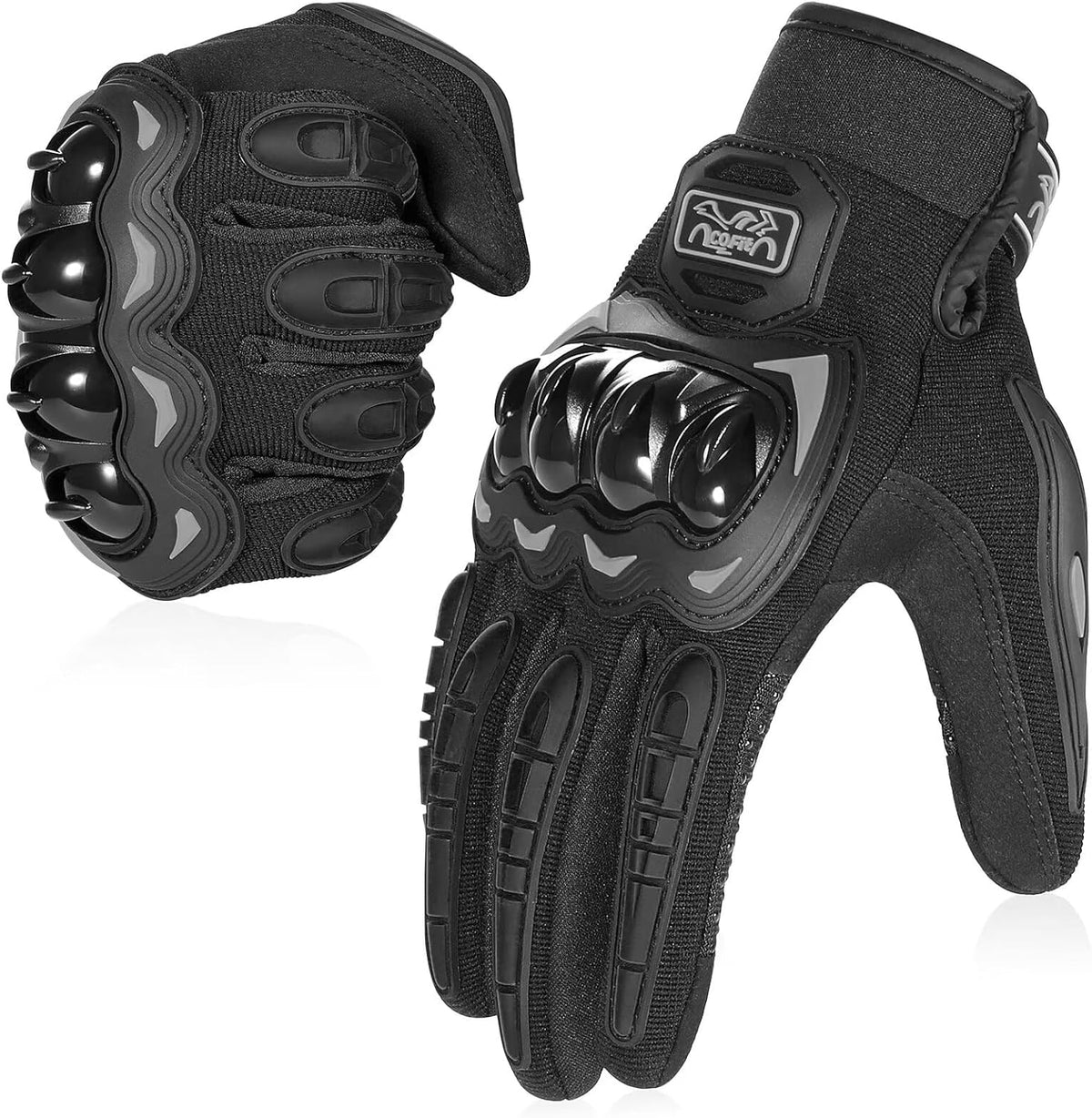 COFIT Motorcycle Gloves for Men and Women, Full Finger Touchscreen Motorbike Gloves for BMX ATV MTB Riding, Road Racing, Cycling, Climbing, Motocross - Black L