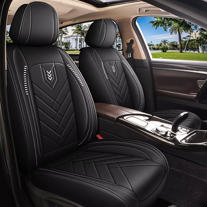 AOMSAZTO Car Seat Covers Fit for Cadillac CT4 2020-2026 Front Seat Cover Waterproof Faux Leather Automotive Auto Interior Protector Cushion (2 Seats,Black)
