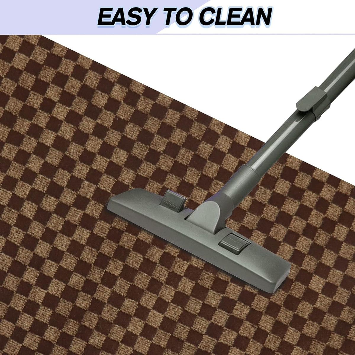 Custom Size Backed Non-Slip Area Rugs Runner, Easy Clean, Waterproof Runner Rugs for Hallway Entryway, Kitchen, Laundry, 3FT x 35FT, Brown Checkered