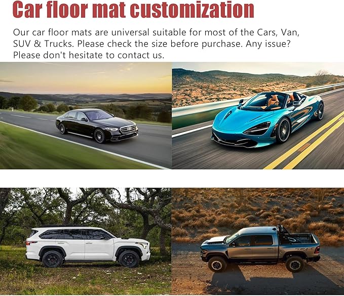 Custom Personalized Floor Mats for Cars，Luxury Full Coverage All Weather Car Floor Mats，Anti-Slip Leather Car Mat Set ，Custom Floor Mats for 99% of Cars, Trucks & SUVs (Green)