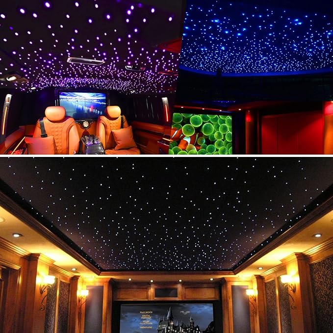 CHINLY Starlight Headliner Kit Twinkle 800pcs 13.1ft 0.03in 20w Fiber Optic Lights kit, Music Mode Bluetooth APP Control Remote, RGBW Star roof Lights for Star Headliner/Home Theater/Pool Ceiling