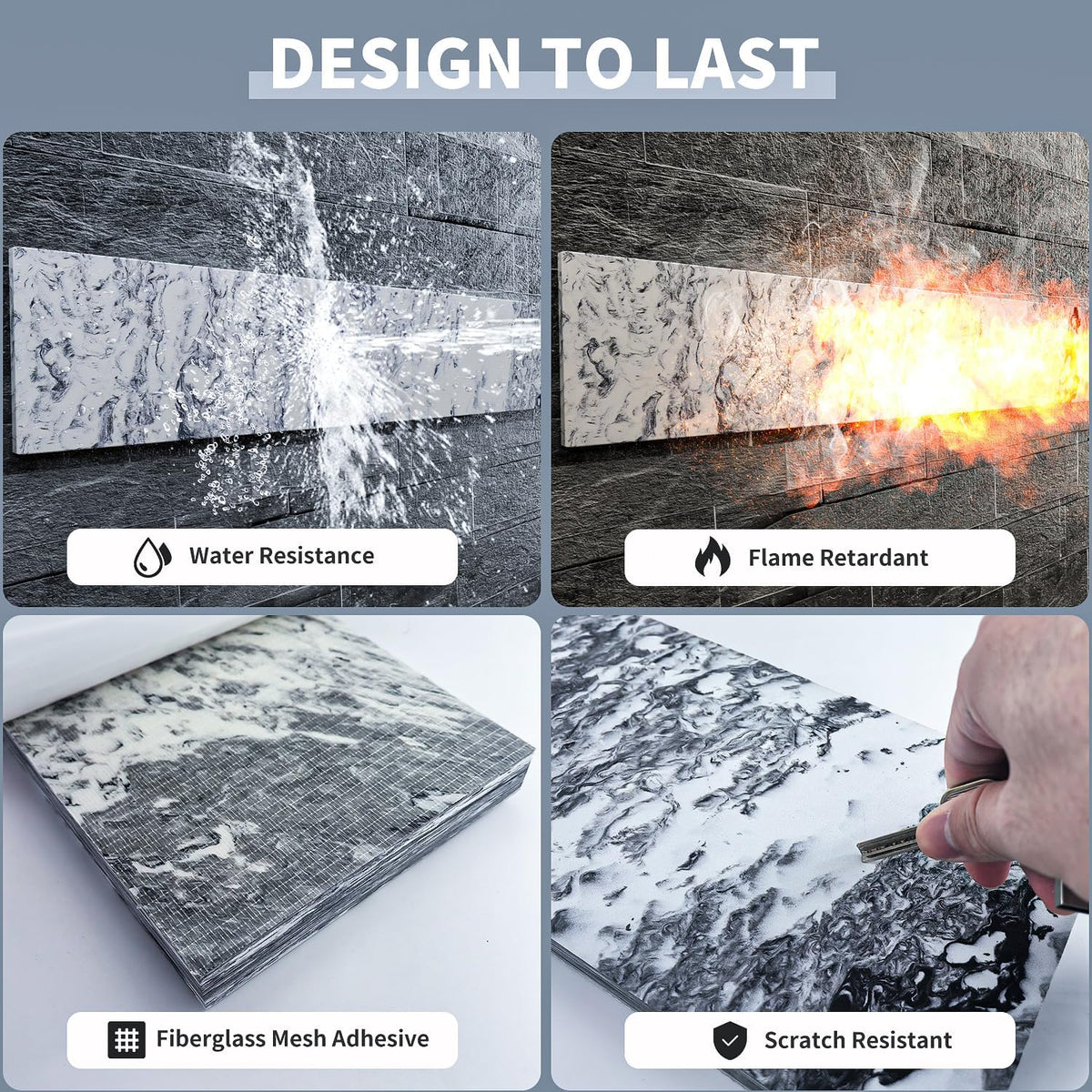 Ampulla GWP01 Marble Grain Garage Wall Protector Car Door Protectors, Garage Accessories, Parking Stopper for Garage, Tool-Free, Designed in Germany