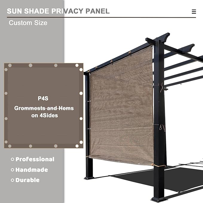 Alion Home Sun Shade Privacy Panel with Grommets and Hems on 4 Sides for Patio, Awning, Window, Pergola or Gazebo - Mocha Brown (10' x 12')