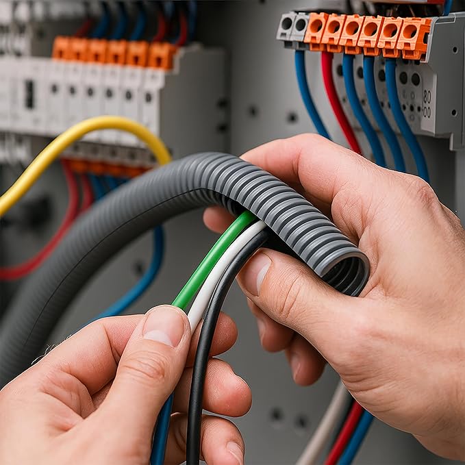 Electriduct Split Wire Loom Tubing Polyethylene Corrugated Flexible Conduit - 3/4" Nominal Size - 20 Feet - White