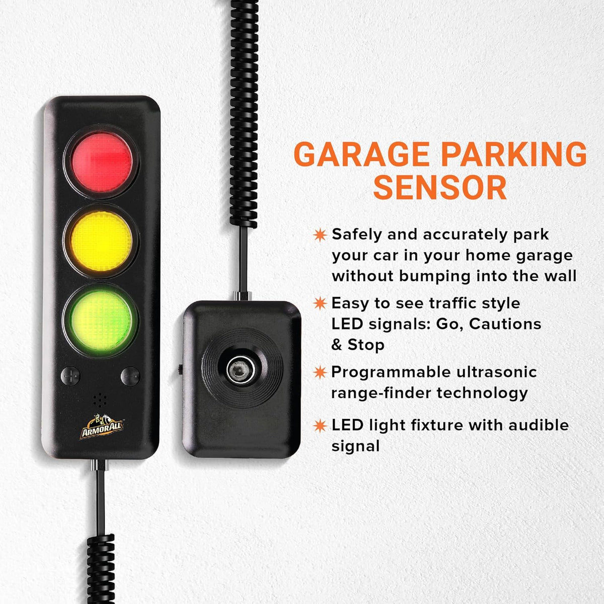 Armor All Advanced Garage Parking Aid with LED Light, Garage Parking Sensor with Color Changing Distance Indicator, Parking Sensor and Garage Stop Light Parking Aid for Safe Parking