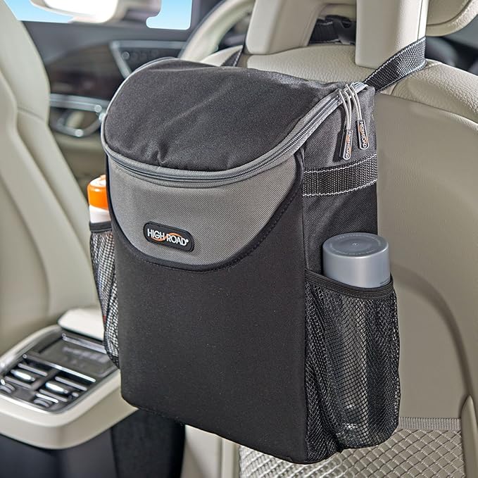 High Road SnackStash Soft Car Cooler Bag for Cold and Hot Food Transport - Insulated Backseat Cooler Bag for Car, SUV, Truck or Van - Portable Soft Cooler with Storage Pocket and Bottle Holders