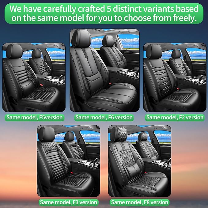 Fit Yaris Car Seat Covers for Toyota Yaris 2008-2018 2019 2020-Upgraded Premium Waterproof & Breathable Leather,Airbag Compatible,All-Weather Seat Cushion Protector,Full Set,Black