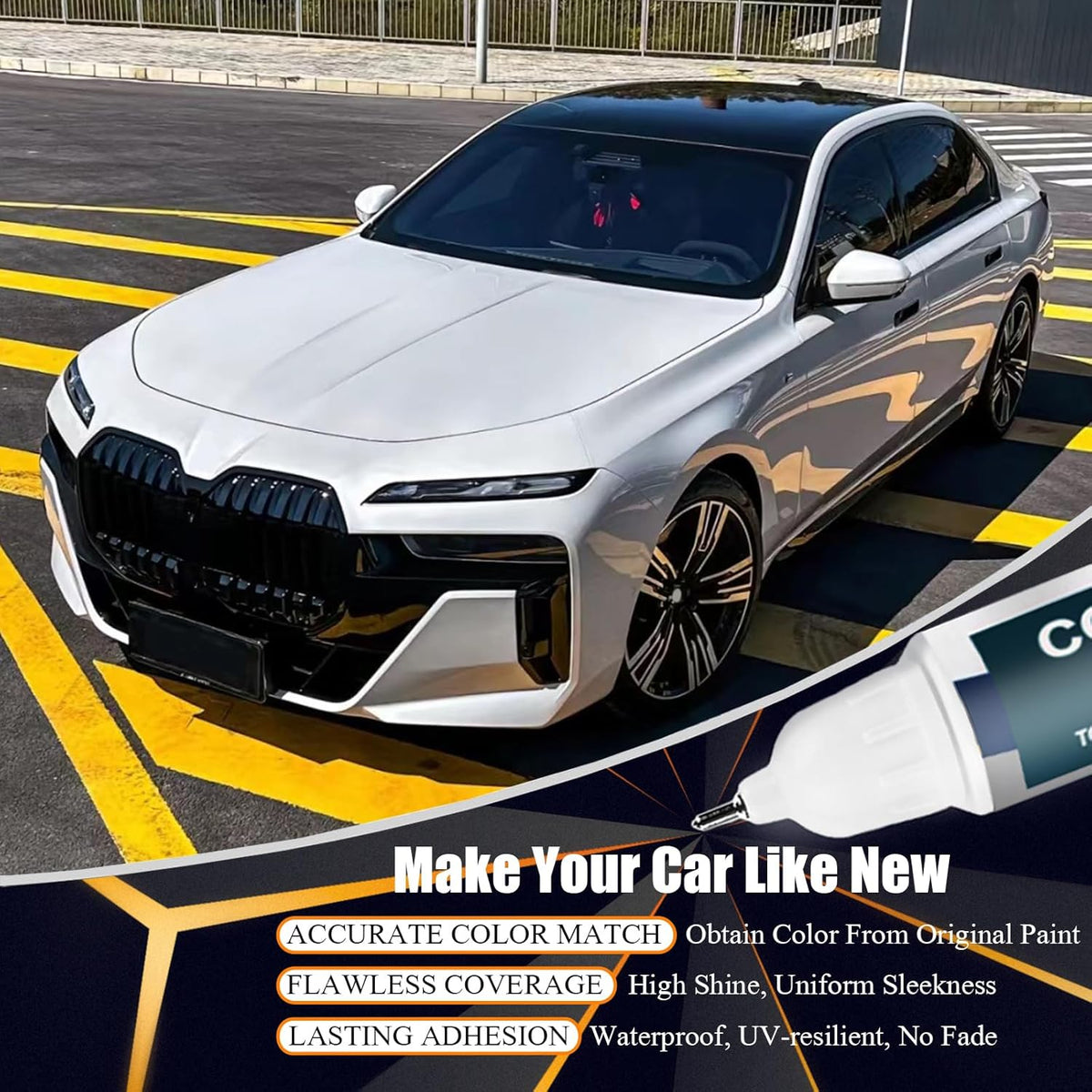 Skyscraper Grey Metallic(C4W/C54) Touch Up Paint for BMW, Car Paint Pen Scratch Repair Two-In-One Touch Up Paint, Premium Car Scratch Remover for Deep Scratches