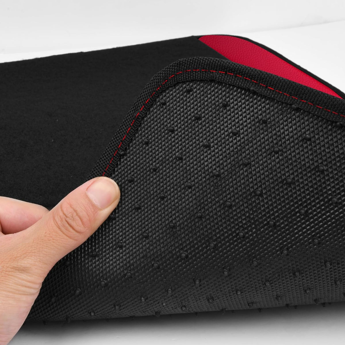 CAR PASS Waterproof Universal Faux Leather 3Row Car Floor Mats, Red Car Mats Fit for SUV,Vans,sedans, Trucks,Set of Vehicles Car Carpet with Driver Heel Pad and Anti-Slip Nibs Backing (Red 3Row)