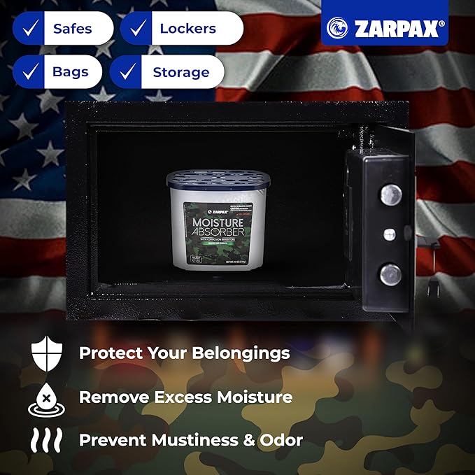 ZARPAX Moisture Absorber Corrosion Inhibitors Gun & Gear 17.6 oz/500g | Removes Moisture, Damp & Humidity | Odor Absorber | Moisture Trap for Bathroom, Closet, Kitchen | Set of 6
