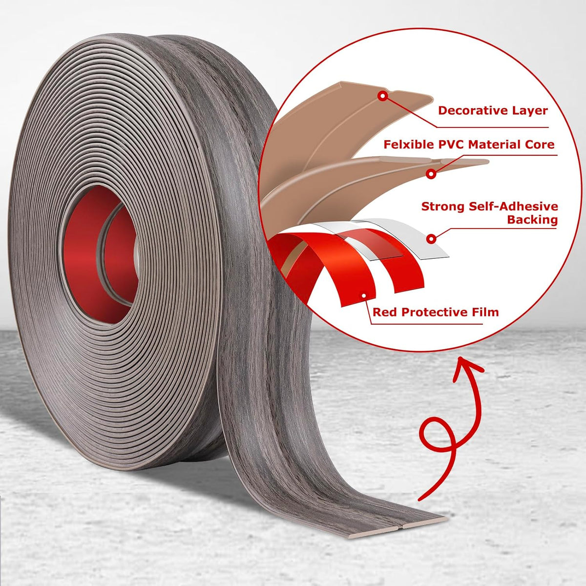 Flexible Wall Corner Protector Moulding Trim Peel and Stick Wall Corner Guards Edge Protector Self Adhesive Molding Trim Strip for Edge Ceiling (Brown Walnut Wood Grain, 0.8 in x 10 Ft)