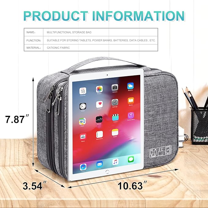 CILLA Electronics Organizer Travel, Travel Cord Organizer Case, Compact Electronics Accessories Bag for Cable, Cord, Charger, Phone