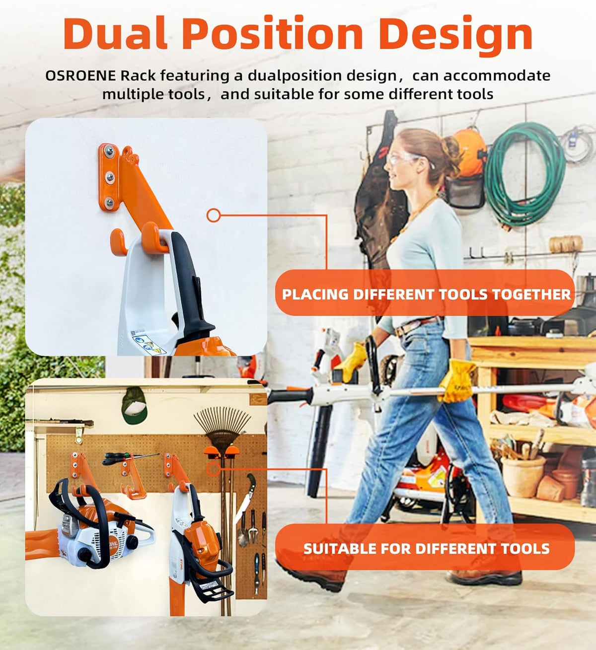 Chainsaw Hanger, 4 Pack Chainsaw Wall Mount, Heavy Duty Chainsaw Holder, Garage Organization Garage Storage Shed Organizer Mounted Chainsaw Rack