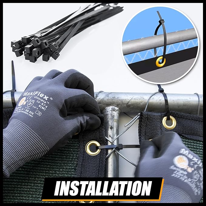 Royal Shade Custom Size 5' x 187' Black Fence Privacy Screen Windscreen Cover Netting Mesh Fabric Cloth - Cable Zip Ties Included (We Make Custom Size)