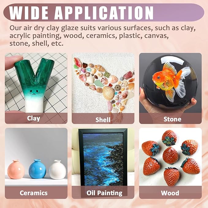 120ml Clear Varnish for Air Dry Clay, Gloss Finish Clear Glaze for Pottery , Ceramics, Oil Painting, Wood, Colourless Scratch Resistant Sealant Varnish (120x 1Pack)