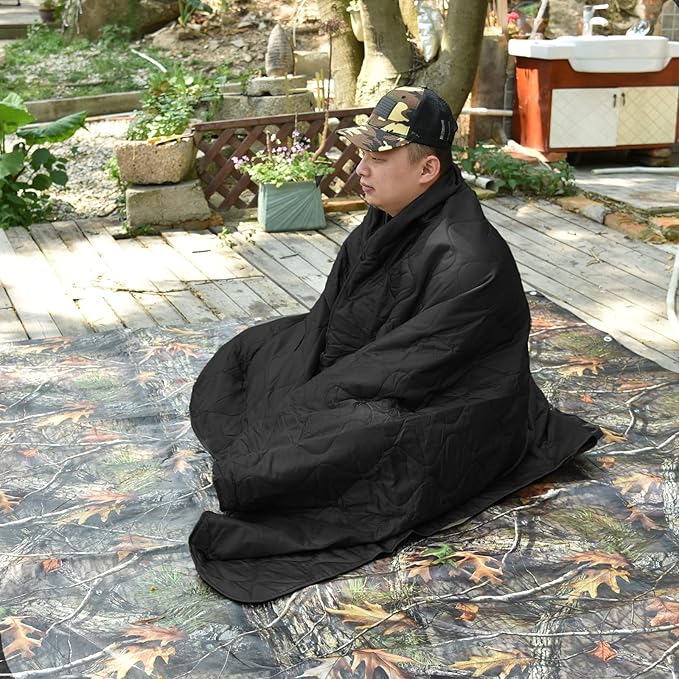 Military Poncho Liner 55”x 79” Camping Blanket Insulation Compact Waterproof for Travel Stadium Outdoor Camping