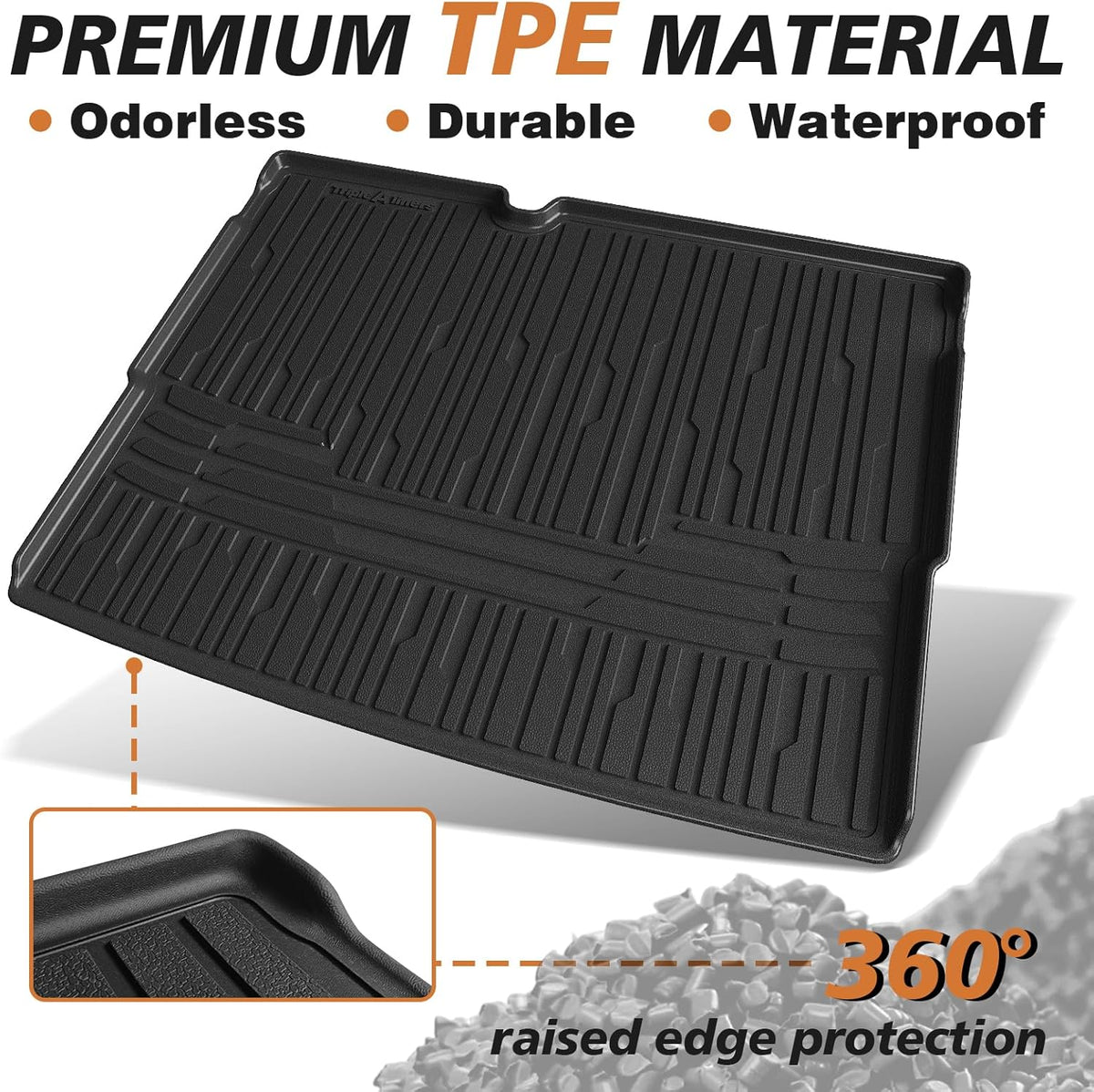 TripleAliners Trunk Mat All Weather Liners Compatible with 2025 Nissan Kicks Interior Accessories Custom Fit Anti-Slip TPE Full Coverage Protection Rear Trunk Floor Mat (SV SR Trim Level ONLY)
