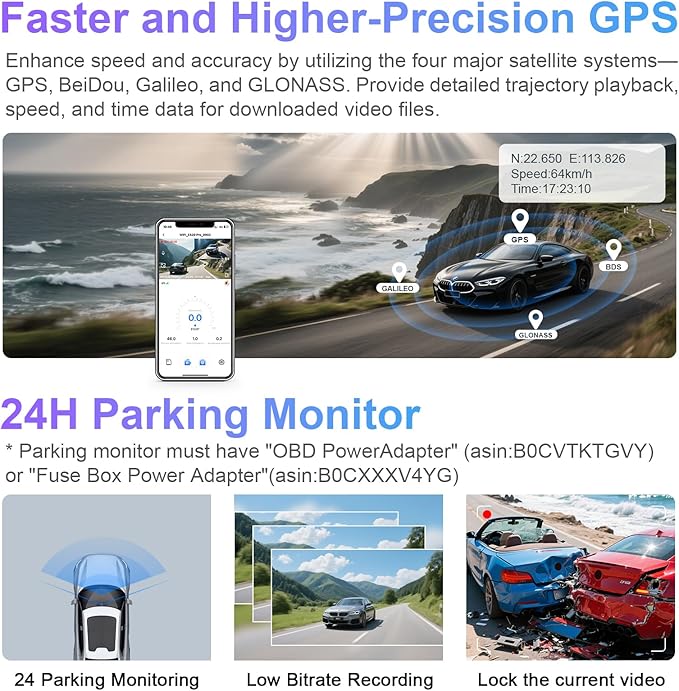 mangoal 4K Front & 2K Rear 2 Channel HDR Dash Cam, Dual STARVIS 2 IMX678 IMX675, Custom Fit for Ford F150 2013-2017 F250/F350 Super Duty 2015-2019(Model B), 5GHz WiFi, GPS, 128GB Card