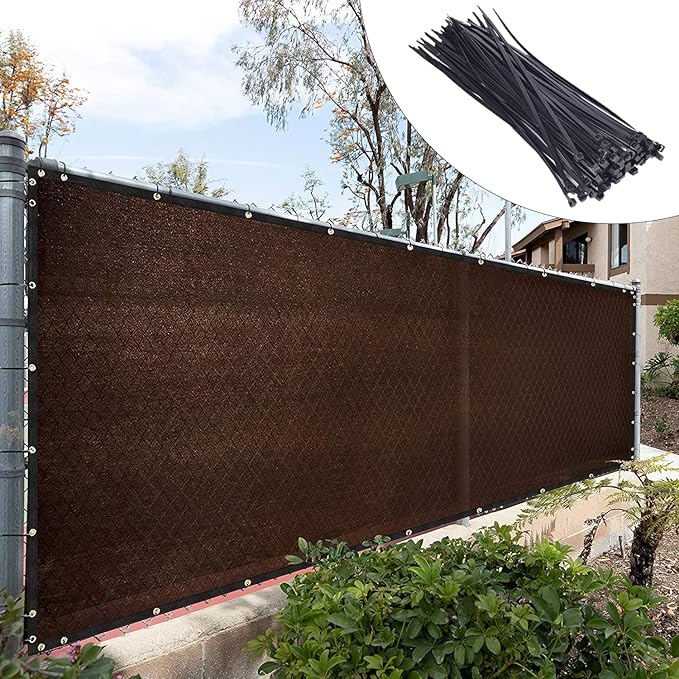Royal Shade Custom Size 6' x 93' Brown Fence Privacy Screen Windscreen Cover Netting Mesh Fabric Cloth - Cable Zip Ties Included (We Make Custom Size)