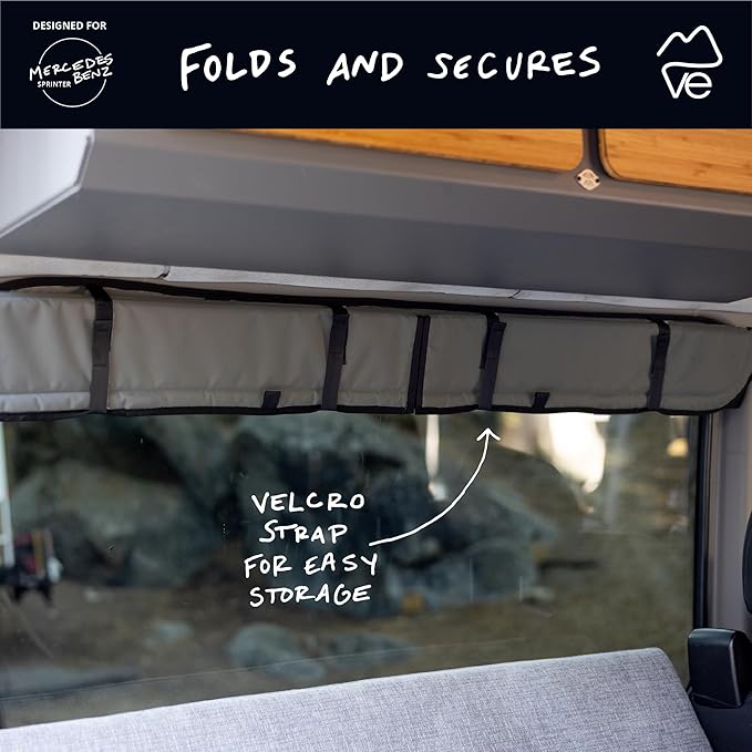 VanEssential Insulated Magnetic Blackout Window Cover Designed for Mercedes-Benz NCV3 & VS30 Crew Window with Bare Metal Window Frame ONLY (Van Years 2007 to Current Model) - Charcoal Gray