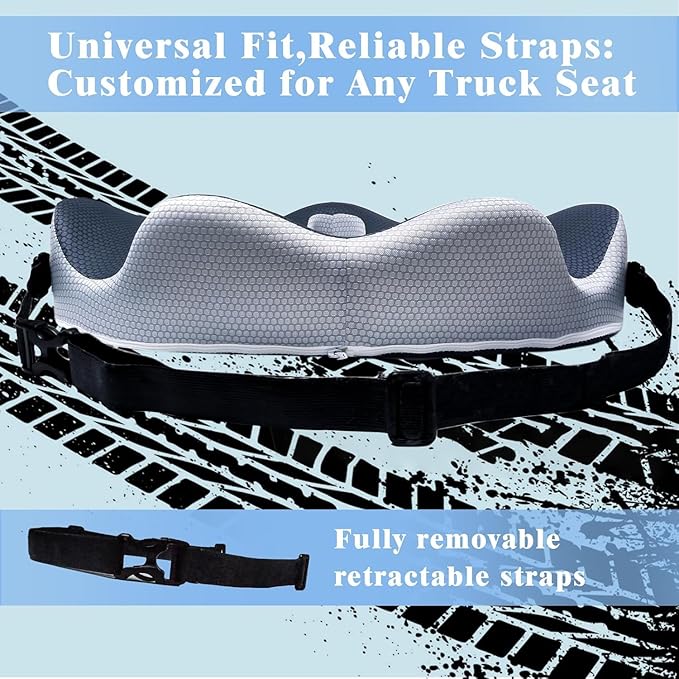 X-Large Seat Cushion for Truck Driver, Upgraded Cushion for Back Support and Pain Relief, Memory Foam with Non-Slip Washable Cover, Relieves Long-Term Truck Sitting and Pain