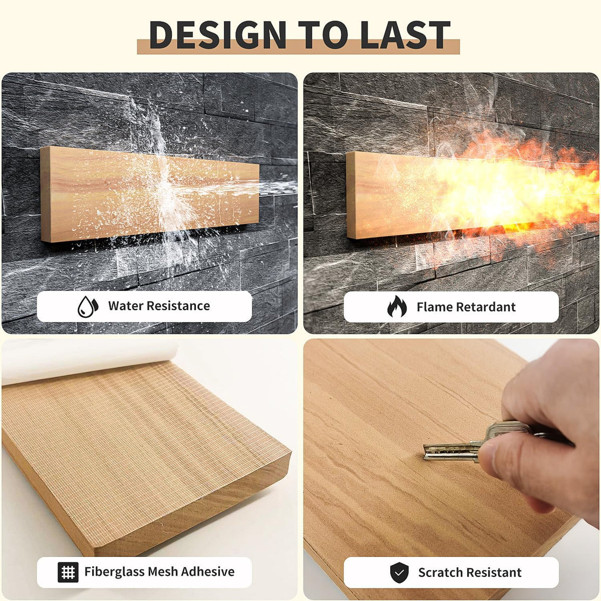 GWP04 Wood Grain Garage Wall Protector Car Door Protectors, Garage Accessories, Parking Stopper for Garage, Tool-Free, Designed in Germany (6-Pack)