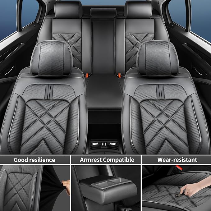 CX-5 Seat Covers Custom Fit for Mazda CX-5 2013-2025 2026, Full Coverage Leather Waterproof Breathable Seat Covers, Automotive Seat Protectors, Airbag Compatible(Full Set Seats, Red & Black)