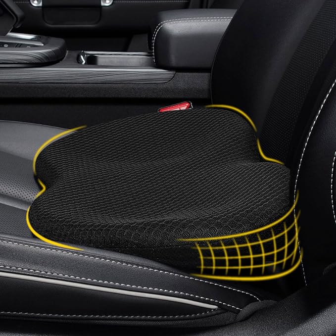 kingphenix Wedge Car Seat Cushion: Memory Foam Truck Seat Cushion for Car Seat Driver - Sciatica and Back Pain Relief - Enhancing Driving Comfort -Black
