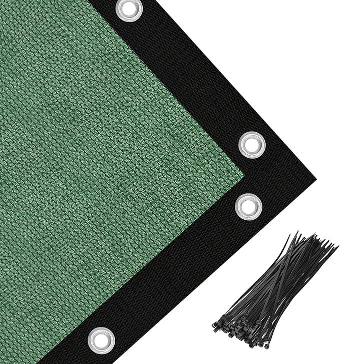 Amagenix 90% Pergola Shade Cover 7' X 11' Sun Shade Cloth with Grommets for Outdoor Garden Patio Porch, Commercial Grade 200 GSM - Cable Zip Ties Included (We Customized) GN108, Green