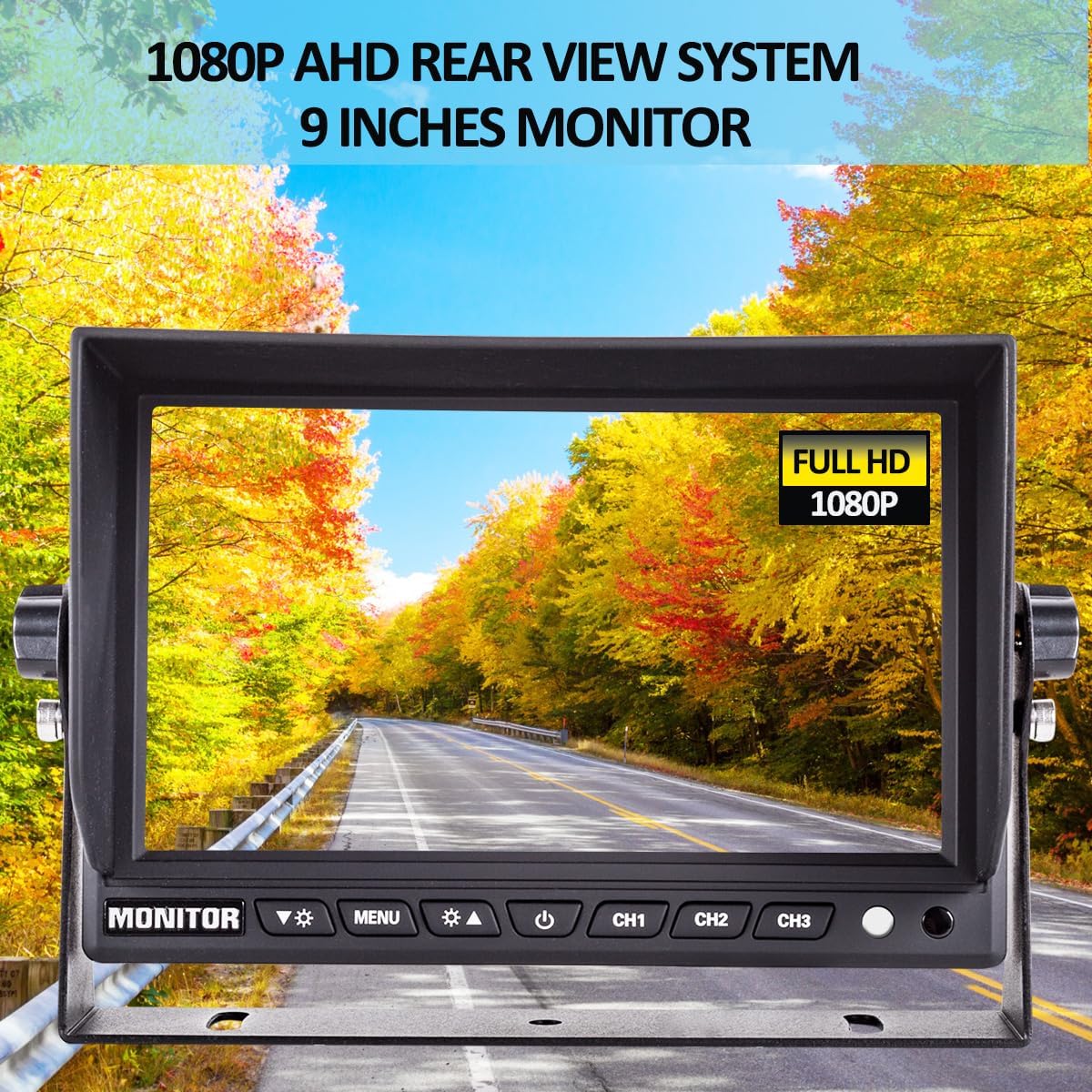 AHD 1080P, 9" Wired Monitor Rear View Reverse Backup Night Vision Camera System, Waterproof IP 69k Camera for Agriculture Farm Tractor, Truck, Forklift, Heavy Equipment, Excavator, Skid Steer