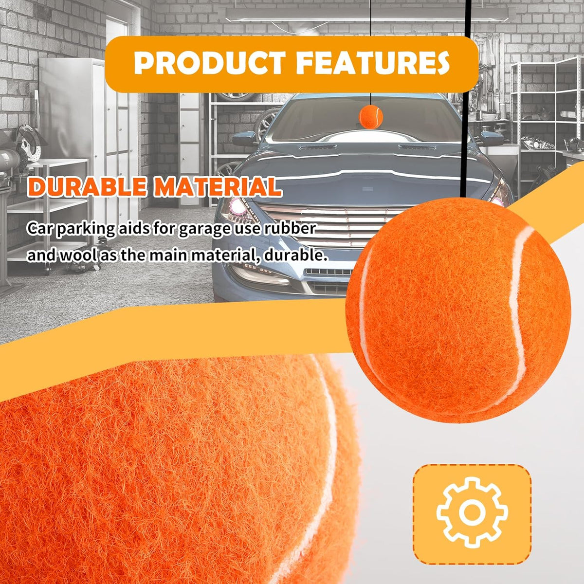 2PCS Garage Parking Aid,Height Adjustable Garage Parking Sensor for Guided Garages Parkings,Fashion Tennis Garages Car Stop Indicator for Avoiding Collisions Cars Accessories (Orange/2PCS)