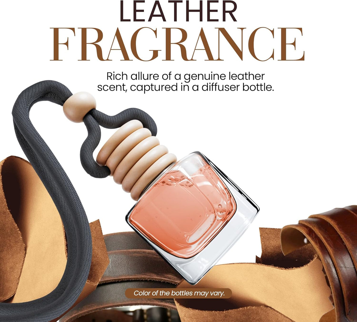 Deep Leather Car Air Freshener for Men | Pack of 2 Long Lasting Automotive Air Freshener | Odor Eliminator Car Perfume with Essential Oils | Car Air Freshener Vent Clip by Perfa