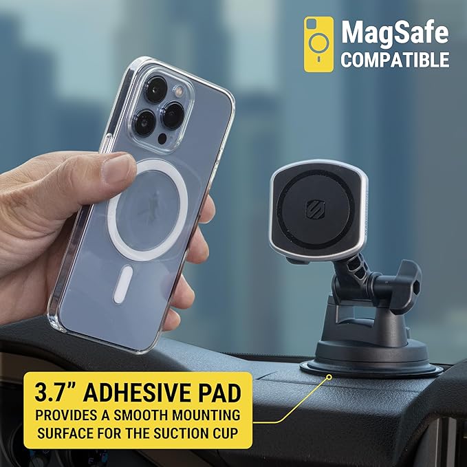 Scosche MP2WDHD MagicMount™ Pro2 Heavy Duty, Extra-Strong Suction Cup Cell Phone Mount, Windshield/Dashboard Magnetic Phone Holder with Anti-Shake Stabilizer for iPhone, Android, Tablet, Car, Truck