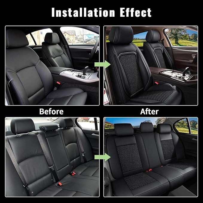 Car Seat Covers Full Set for Mazda 3 2007-2019, Mazda3 Breathable Cooling Ice Silk Leather Car Seat Covers, 5 Seats Vehicle Seat Protector Seat Cushion Auto Accessories (Black)