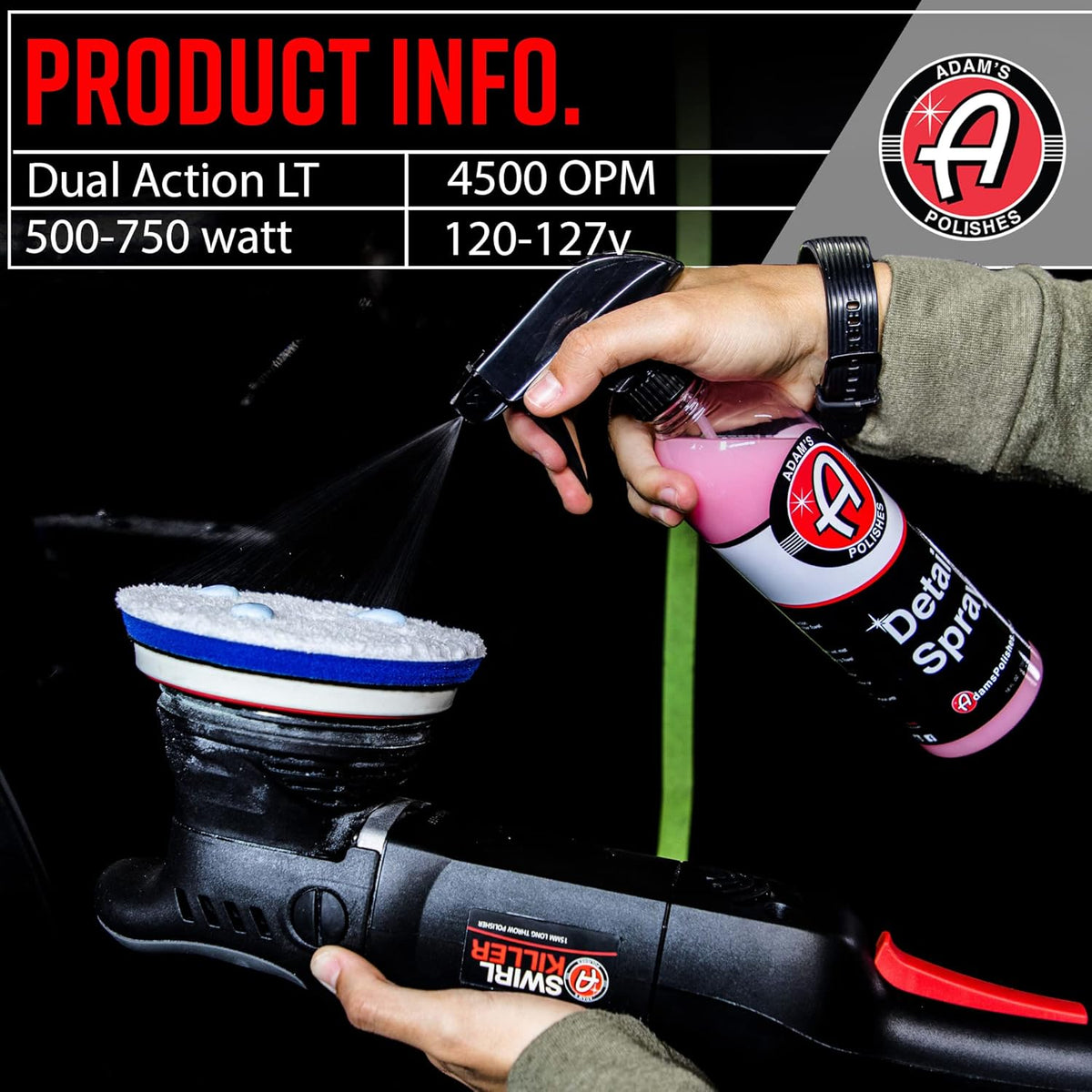 Adam's Polishes Swirl Killer 15mm Polisher Kit 7 Item Buffer Polisher Dual Action Machine | Use W/Car Polish, Polishing Compound, or Car Scratch Remover | Detailing Car Wash Clay Bar Ceramic Coating