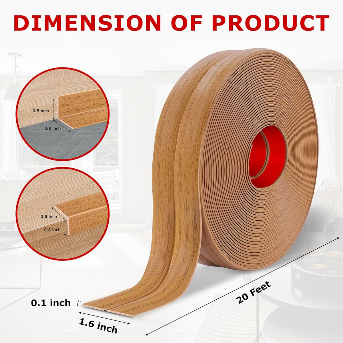 Flexible Wall Corner Protector Moulding Trim Peel and Stick Wall Corner Guards Edge Protector Self Adhesive Molding Trim Strip for Edge Ceiling (Light Brown Wood Grain, 1.6 in x 20 Ft)