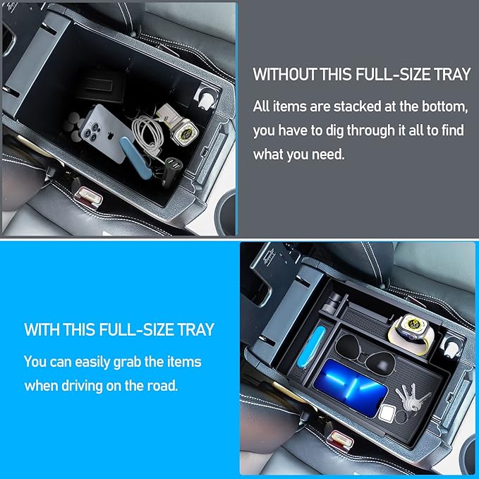 DIAMOOKY Upgraded Center Console Organizer for Toyota 4Runner 2024 2023 2022 2021 2020 2019 2018 2017 2016-2010 Full Size Tray Interior Accessories, Insert Armrest Box Secondary Storage ABS Material