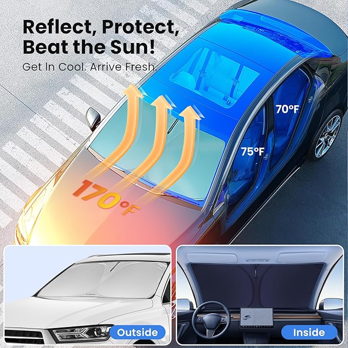 Windshield Sunshade for Subaru Impreza 2017-2023 WRX Sedan WRX Hatchback WRX STI – Upgraded Double-Layer Design, Mirror Cut-Out, Blocks 99% UV Rays, Easy-Fold Subaru Impreza Windshield Sun Shade
