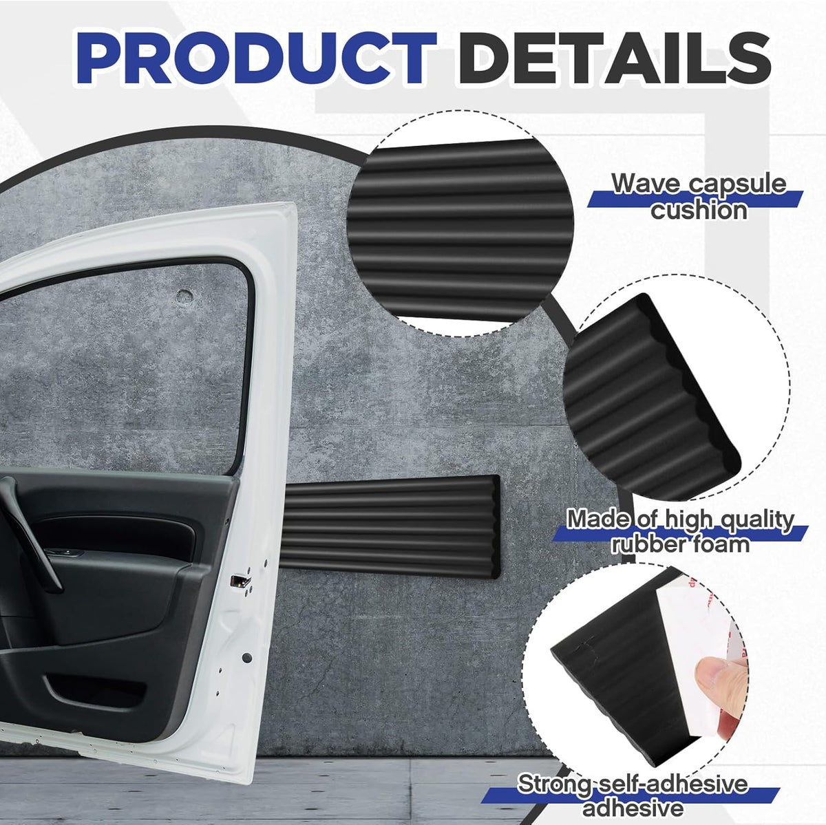 Garage Wall Protector 3.15in x 10ft Self-Adhesive Rubber Bumper Protectors Strip for Car SUV Doors Waterproof Anti-Scratch Wall Bumper Guard for Garage Car(Black)