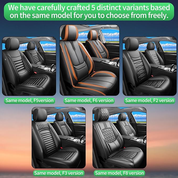 Fit Venue Car Seat Covers for Hyundai Venue 2020-2025 2026-Upgraded Premium Waterproof & Breathable Leather,Airbag Compatible,All-Weather Seat Cushion Protector,2 Front/Black-Brown
