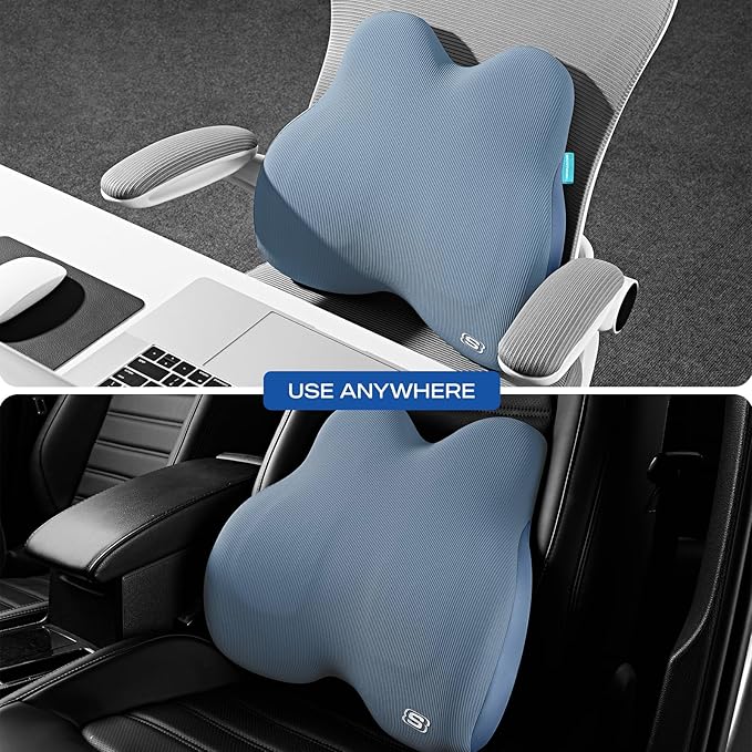 Skechers Women’s Lumbar Pillow, Memory Foam Lumbar Support Pillow for Office,Chair Lower Back Pain Relief Lumbar Pillow,Ergonomic Design Back Support Pillow for Office Chair,Car,Home,Travel,Blue