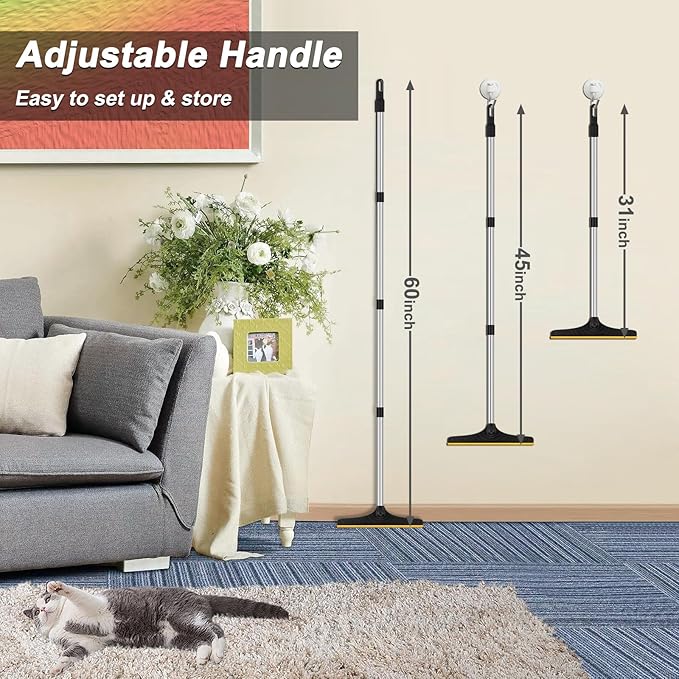 B-Land Carpet Rake for Pet Hair Removal, Reusable Pet Hair Remover with 60” Adjustable Long Handle, Carpet Scraper Dog Cat Hair Remover Tool for Rugs, Mats