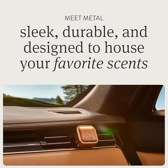 Drift Metal Vent Clip 3x Refills - Car Air Freshener - Scent Diffuser for Car - Metal Odor Eliminator - Open Air