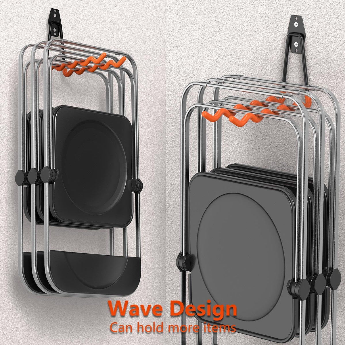 Heavy Duty Garage Hooks 4 Pack, 7.7 inch Wave Long Hanger, Wall Mounted Storage System, Power and Garden Tool Organizer, for Hanging Ladders, Bikes, Hose, Bulk Items and More