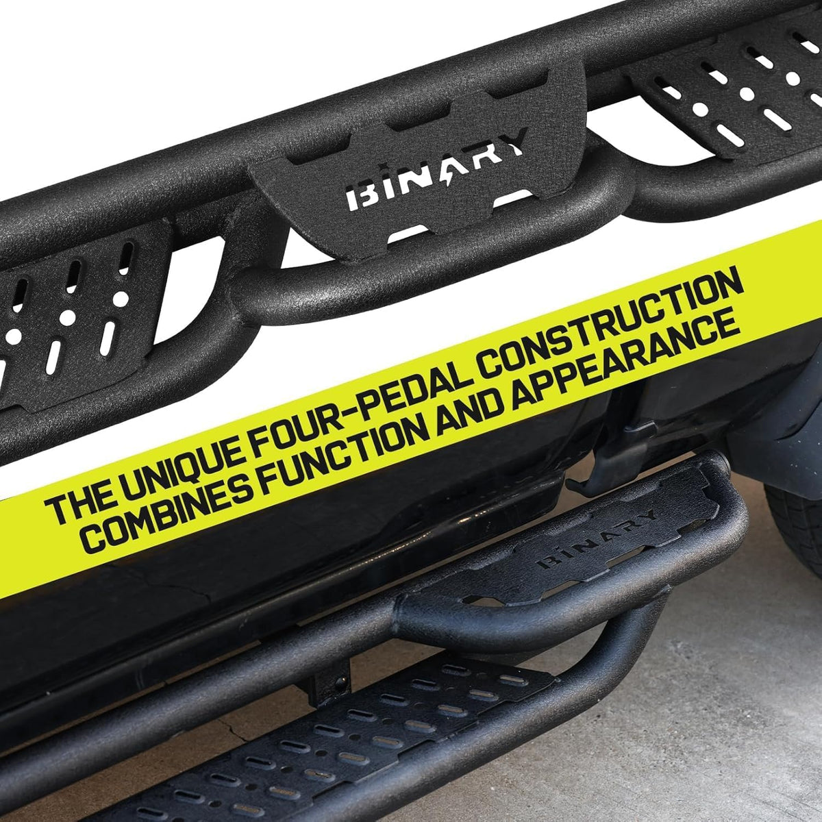 BINARY STAR 90 Inch Running Boards Compatible with Vehicle 2022-2025 Toyota Tundra CrewMax Cab, Wheel to Wheel Truck Side Steps. Tundra Side Steps Step Bars Made wirh Carbon Steel.